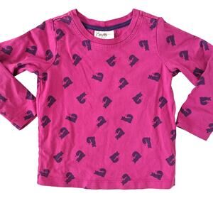 Hanna Andersson Girls Long Sleeve Tee Pink Purple Fox Foxes Top 90 US‎ 3